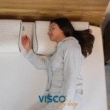 Visco Sleep Ortopedik Yastık Visco Yastık Boyun Destekli Yastık Velicia Doğal Keten Kılıflı Yastık 55x35x12-10  cm