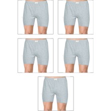 5'li Paket Erkek Pamuklu Penye Kumaş Paçalı Don Boxer Şort Külot Büyük Bedenli