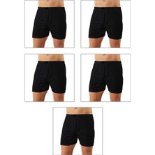 5'li Paket Erkek Pamuklu Penye Kumaş Paçalı Don Boxer Şort Külot Büyük Bedenli