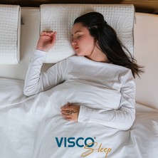 Visco Sleep Ortopedik Yastık Visko Yastık Velicia Boyun Destekli Yastık Doğal Viskon Kılıflı 55 x 35 x 12-10  cm