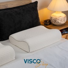 Visco Sleep Ortopedik Yastık Visko Yastık Velicia Boyun Destekli Yastık Doğal Viskon Kılıflı 55 x 35 x 12-10  cm