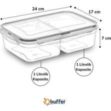 Yeni Estevia Krg 2 Bölmeli 1+1 Litre Kilitli Kapaklı Erzak Saklama Kabı LC-525 Company