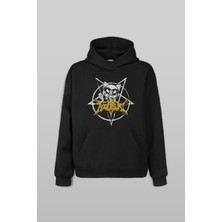 Siyah Aggretsuko Agresif Retsuko Gotik Japon Anime Mangagothic Ön Baskılı Sweatshirt Unisex Kapüşonlu Hoodie