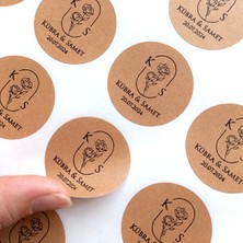 Kişiye Özel Nişan Düğün Etiketi - Kraft Sticker 48 Adet