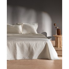 Arles Tek Kişilik Saten Yatak Örtüsü - Ekru