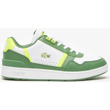 Lacoste T-Clip Hakiki Deri Erkek Sneaker Günlük Spor Ayakkabı Yeşil-Beyaz