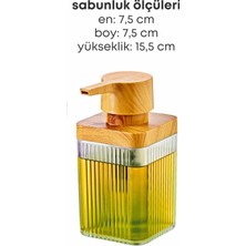Grimor Life Metal Standlı Süngerli Tekli Şeffaf Ahşap Akrilik Bulaşık Deterjanı Sıvı Sabunluk 400 Ml-Bez Askılığı