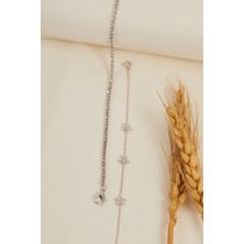 Elika Silver 925 Ayar Gümüş Su Yolu - Lotus Çiçek Ikili Bileklik Set