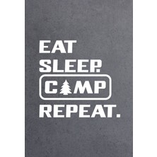 Eat Sleep Camp 4x4 Off Road Kamp Sticker Araba Oto Karavan Etiket 02127