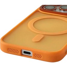 TeknoCase Takeandwait Apple iPhone 13 Kılıf Magsafe Şarj Özellikli Standlı Protective Kapak – Lens Koruma Hediyeli-Turuncu
