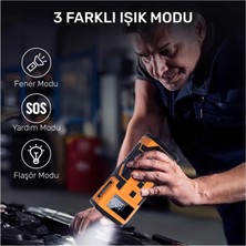 Npo A5577 Kablolu/kablosuz 8000MAH Şarjlı Taşınabilir Araç Akü Takviyeli, Powerbank Destekli Reflektör Ledli 5in1 Oto Hava Pompası