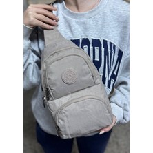 Unisex Krinkıl Su Geçirmez Modern Body Bag Çapraz Omuz Çantası 3300 Bej