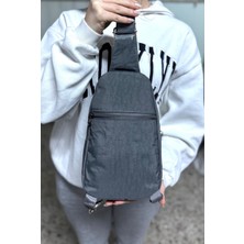 Unisex Krinkıl Su Geçirmez Modern Body Bag Çapraz Omuz Çantası 3300 Gri