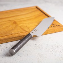 Zaika Eğri Santoku Ahşap Saplı Şef Bıçağı - 18cm Paslanmaz Çelik