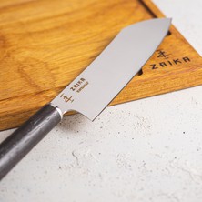 Zaika Eğri Santoku Ahşap Saplı Şef Bıçağı - 18cm Paslanmaz Çelik