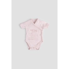 Organik Pamuk Hello World Kısa Kollu Pembe Kruvaze Zıbın