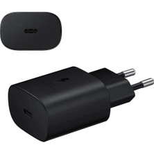 25 Watt Samsung Xiaomi Oppo Poco Android Uyumlu Usb-C To Usb-C Kablolu Siyah Hızlı Şarj Seti 25W Leastra
