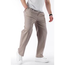 Taş Rengi Bol Paça Beli Bağlamalı Erkek Pantolon E7403