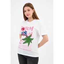 Bisiklet Yaka Baskılı Pamuklu T-Shirt (B23-TS)