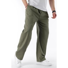 Haki Bol Paça Beli Bağlamalı Erkek Pantolon E7403