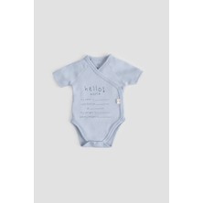 Organik Pamuk Hello World Kısa Kollu Mavi Kruvaze Zıbın