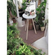 Hesa Yüksek Yan Sehpa Koltuk Sehpası Balkon Küçük Çiçek Koyma Sehpası Beyaz