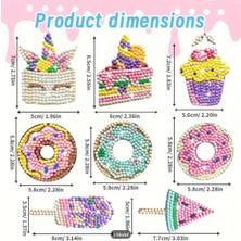 Miki & Miki 8 Parça 5d Elmas Boyama Sticker Seti - Karikatür Donut - Dondurma  Teması