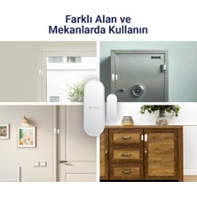Hybrone Akıllı Wi-Fi Manyetik Kontak, Kapı Ve Pencere Sensörü, Fiziksel Müdahaleye Karşı Sabotaj Uyarısı, Uygulama ile Uzaktan Kontrol
