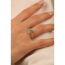 ÇGK KUYUMCULUK  Mavi Opal Taşlı Altın Yüzük CGKYZK0281