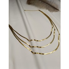 Luna Jewelry Kadın Gold Renk Üçlü Italyan Zincir 316 L Çelik Kolye