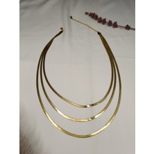 Luna Jewelry Kadın Gold Renk Üçlü Italyan Zincir 316 L Çelik Kolye