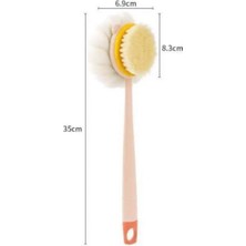 Elser Ticaret   2'si 1 Arada Çift Taraflı Uzun Saplı Fırçalı Banyo Vücut Sırt Fırçası Banyo Lifi