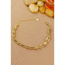 %100 Çelik  316L Trend Bileklik Modern Gold Çelik Bileklik Kararmaz Solmaz 19+5 cm