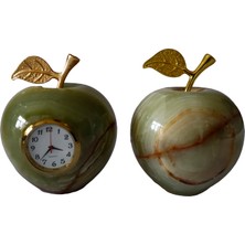 Taru Pasaj Ony x  Doğal Taş Elma Figür ve Elma Masa Saati - Zarif Dekorasyon