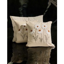 Felluci Textile Punch Nakışlı Kırlent Papatya Uzun 43 x 43