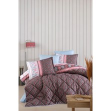 Clasy  Pamuk Ranforce Tek Kişilik Yorgan Uyku Seti Izgi V1 Kahve