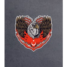 Türk Bayraklı Kartal Sticker Araba Oto Motosiklet Karavan Etiket 02121