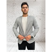 Vad Açık Gri Dokulu Erkek Blazer Spor Ceket 1412