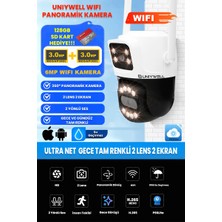 Unıywell 6 Mp Wıfı Kamera  2 Lens - Tam Renkli Gece Görüş - Su Geçirmez - 2 Yönlü Ses