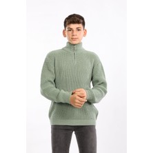 Kurgan Tekstil Erkek Çocuk Fermuarlı Boğazlı Yaka Triko Kazak