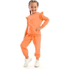 Zepkids Bisiklet Yaka Uzun Kol Oranj Renk Kız Çocuk Esofman Takım