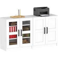 Dekorex DSD204K-BEYAZ 4 Kapaklı Camlı Dosya Dolabı