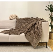 Peluş Örtü Kaymaz Koltuk Örtüsü Çizgi Desenli Koltuk Örtüsü 150 x 100 cm