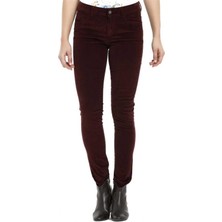 Lee Cooper Jamy Yüksek Bel Dar Kesim Çok Dar Paça Bordo Kadın Pantolon