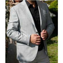 Ekose Erkek Spor Açık Gri Renk Ceket 1204