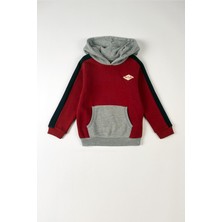 Lee Cooper Mobo Erkek Çocuk Kapüşonlu Sweatshirt Kırmızı-Gri