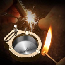 Kibrit Çakmaklı Metal Küllük Gold