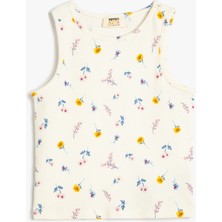 Koton Pamuklu Çiçek Desenli Kolsuz Bisiklet Yaka Atlet