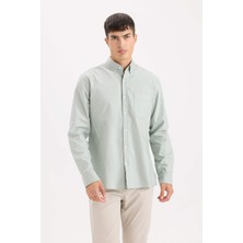 DeFacto %100 Pamuk Regular Fit Polo Yaka Oxford Basic Uzun Kollu Gömlek A8028AX25SP