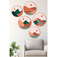 Artavessa Dekoratif Oval 5 Parça Çerçeve Görünümlü Mdf Tablo Seti - Artovlcllct4